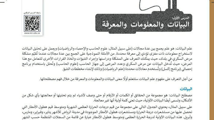 شرح درس البيانات والمعلومات والمعرفة تقنية رقمية ثاني ثانوي ف2